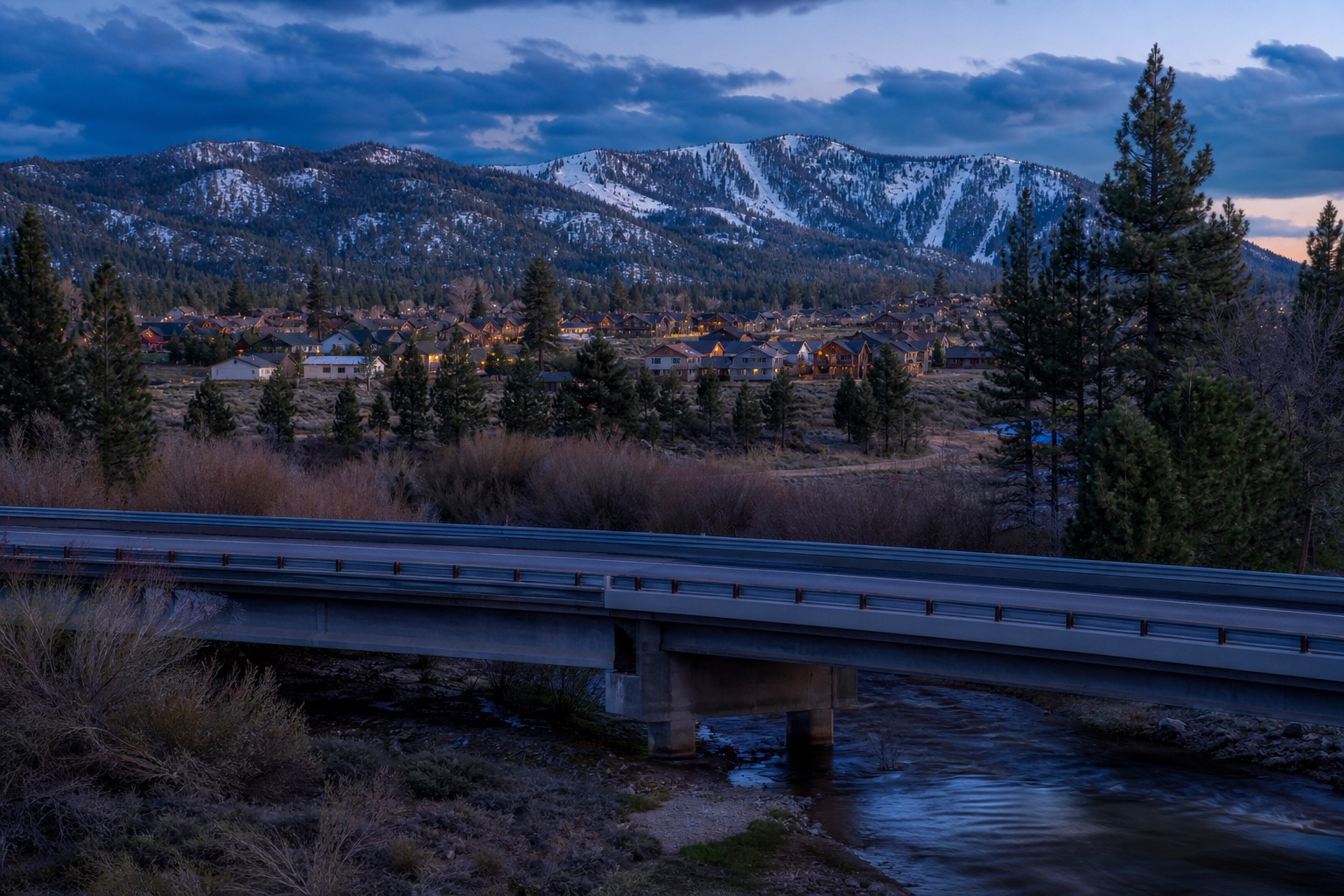 Road and utility infrastructure in Big Bear Lake, CA