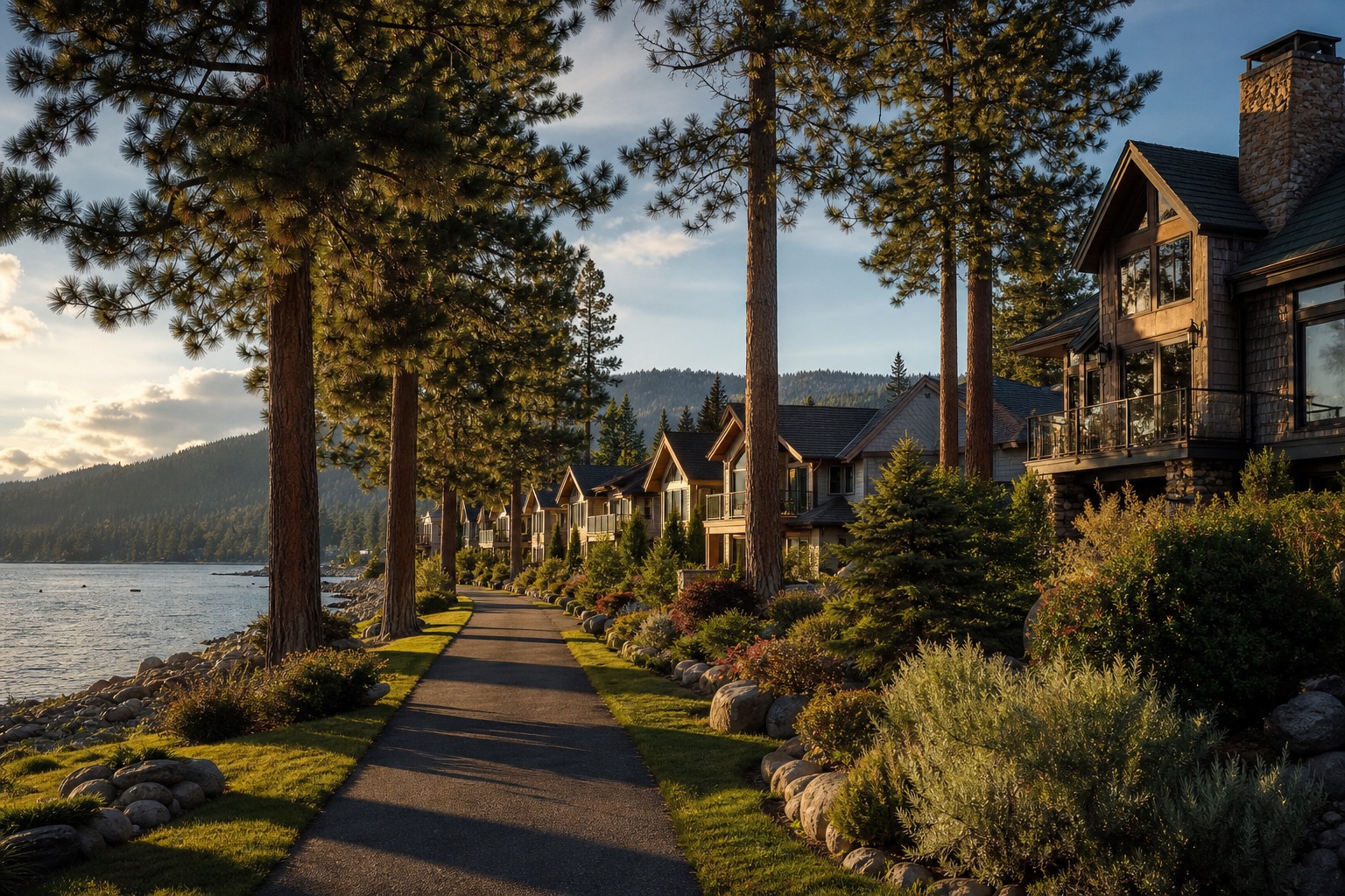 A tree-lined residential street in Big Bear Lake, CA — Bear Offer Unmatched Luxury