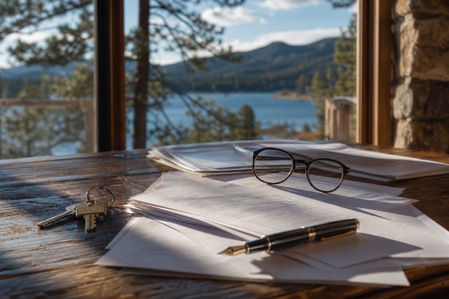 Closing paperwork laid out on a desk in Big Bear Lake, CA — Buyer’s Financing Falls