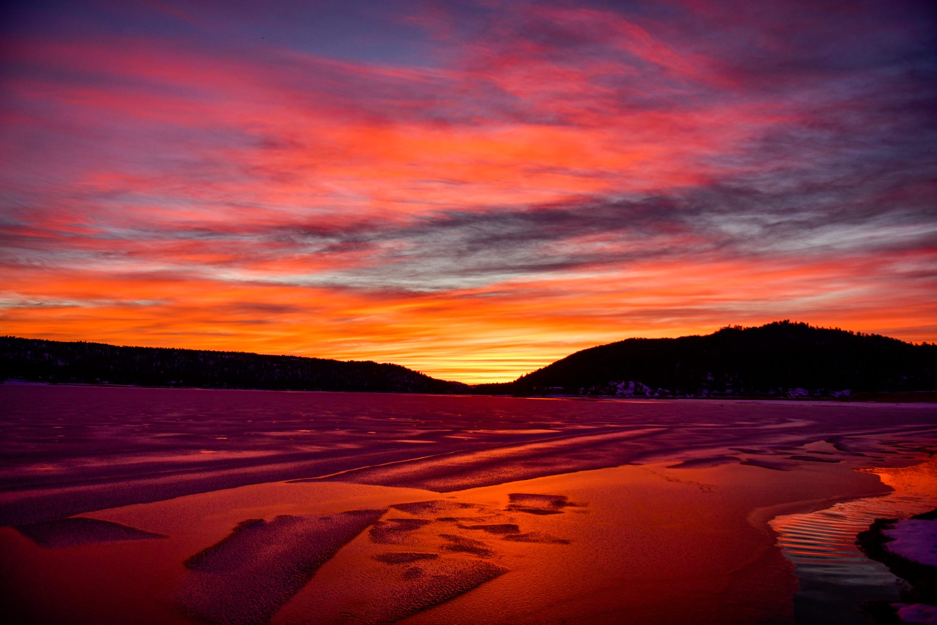 Winter sunset over Big Bear